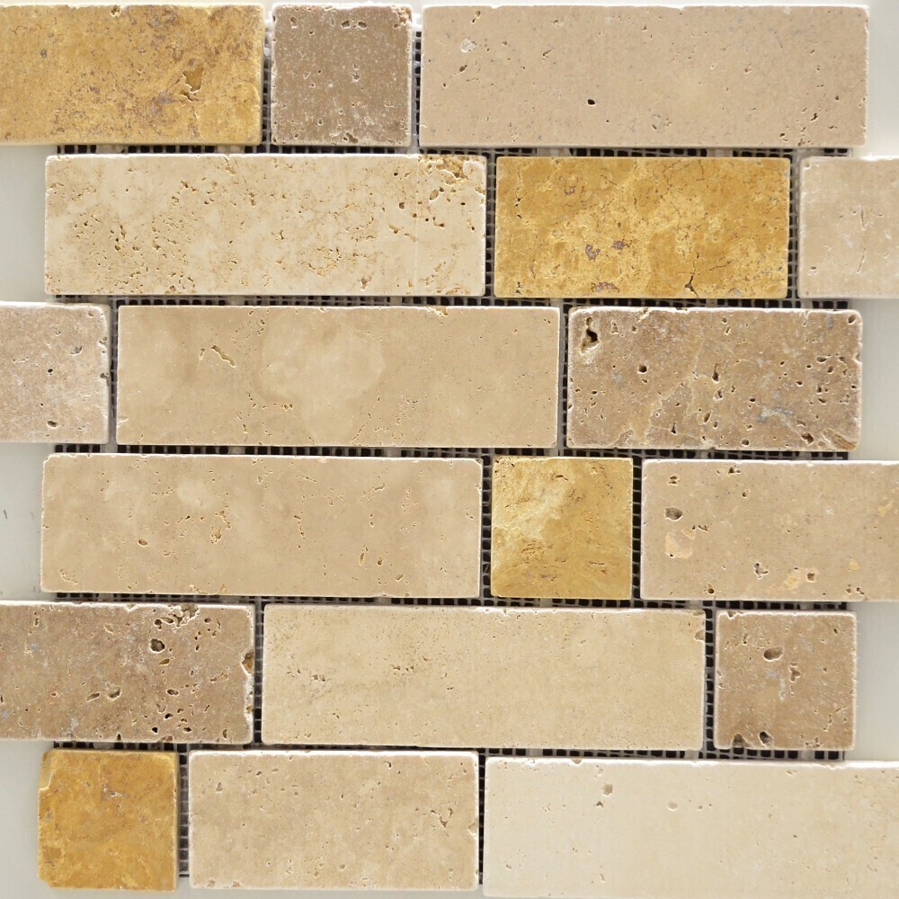 TRAVERTIN, STN 717 MOZAIC CARAMIDA, MOZAIC, 5X5/5X15/30.5X30.5